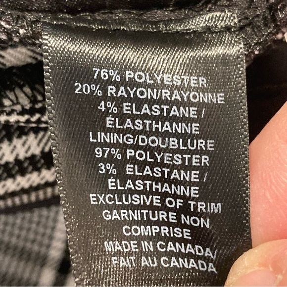 PINK TARTAN Sz 6 Black White Plaid Red Trim Slits at Hem Made in Canada Trousers - Picture 11 of 12